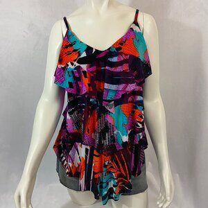 Magicsuit by Miraclesuit Cypress Rita Layered Tankini Bathing Suit Top Sz 16 NWT